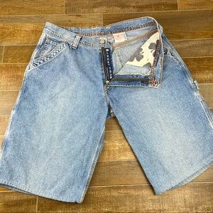 Vintage Lucky Brand Carpenter Shorts Mens 34 Dungarees Montesano Jean Denim Y2K